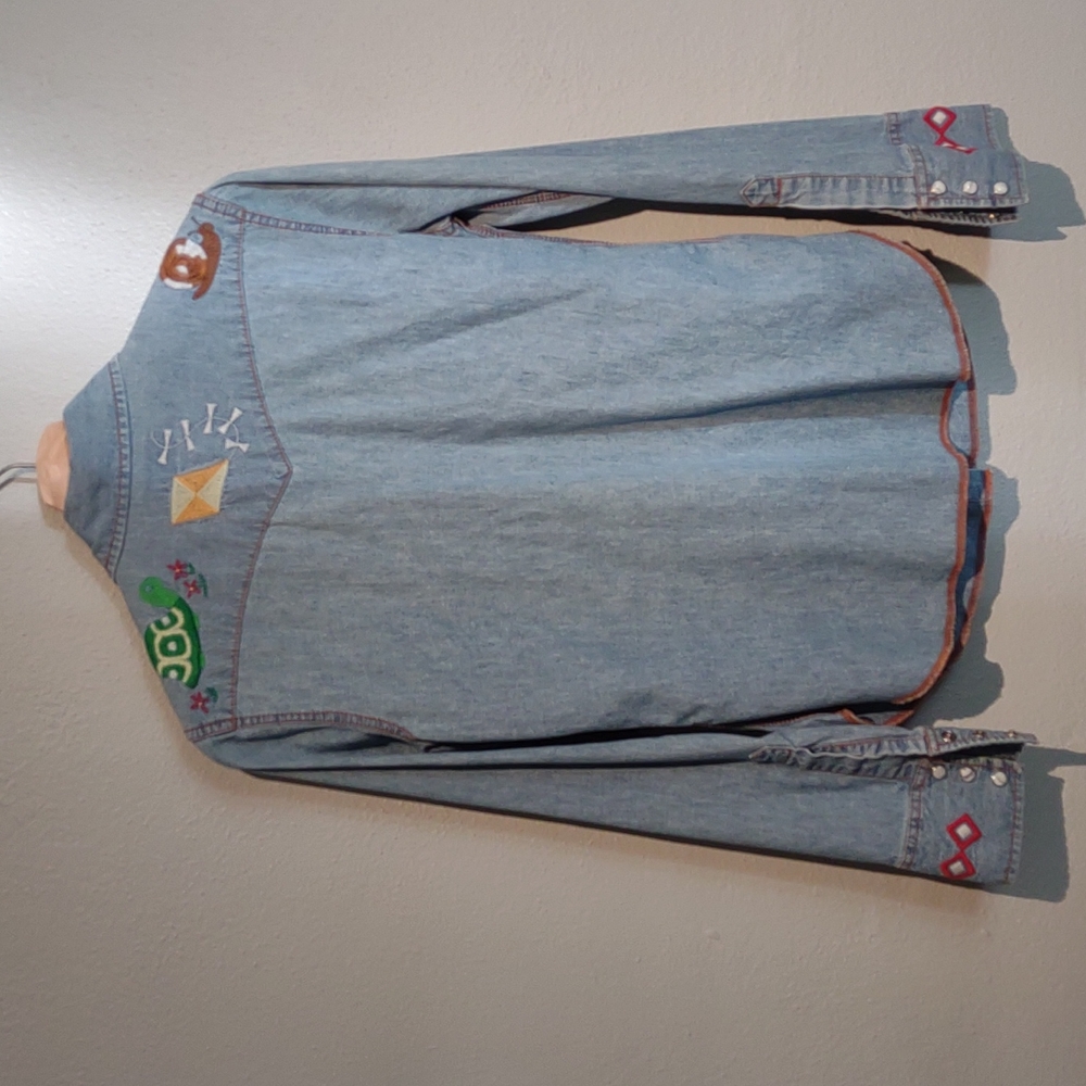 Lucky Brand RARE Dungarees Denim western shirt snap buttons jeans - Picture 7 of 14